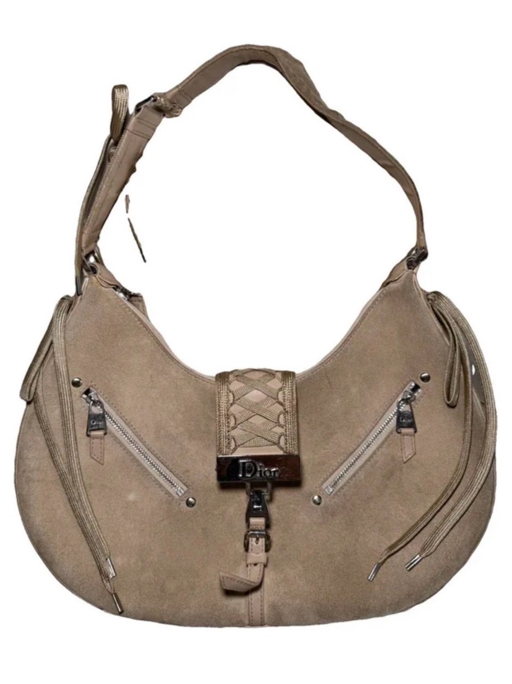 Dior Suede Shoulder Bag in Taupe